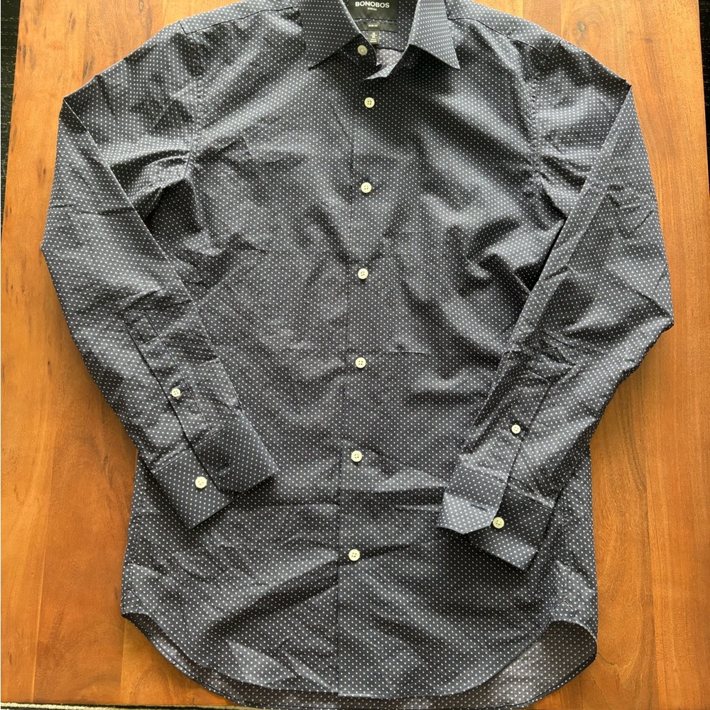 Bonobos Navy Patterned Dress Shirt